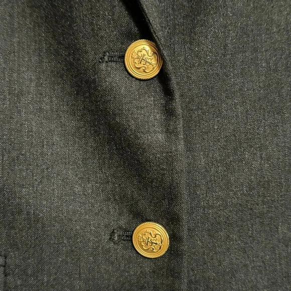 TALBOTS Vintage Charcoal Gray Classic Wool Blazer Gold Tone Buttons Size 8 - Picture 3 of 9